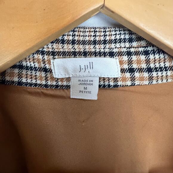 J Jill Plaid Blazer Sz M Brown Single Button Oversized Equestrian Preppy Capsule - Picture 7 of 13